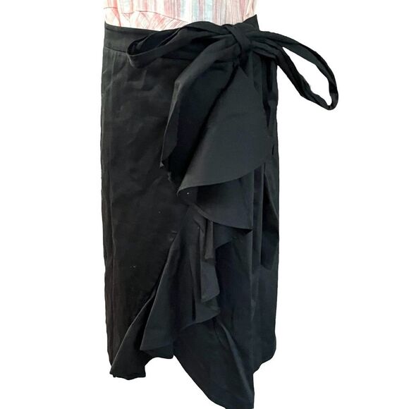 Maeve by Anthropologie Black Flounced Midi Skirt Size 14 Cotton Classic Cut - Picture 5 of 8
